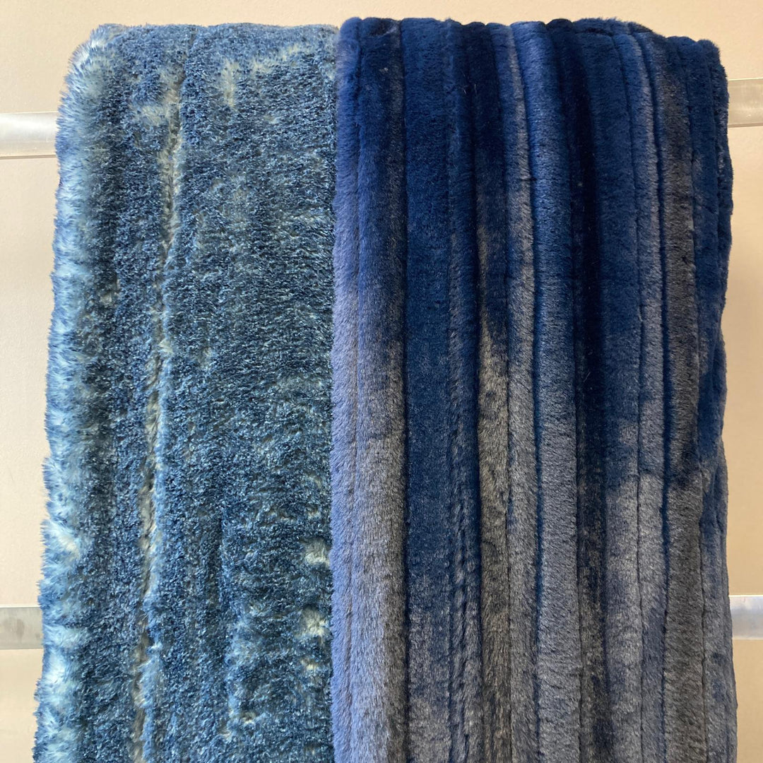 Navy Vienna / Nightfall Arctic Fox King size Minky Blanket - Ready