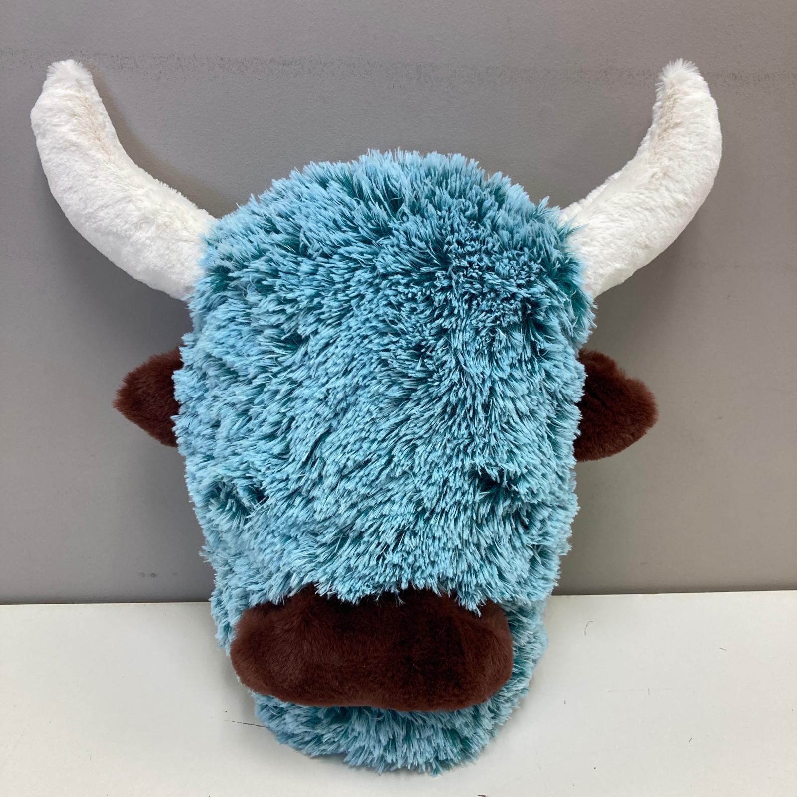 Highland Cow Stuffie Ready to Ship - Aqua Frosted Shag – Country Stitched